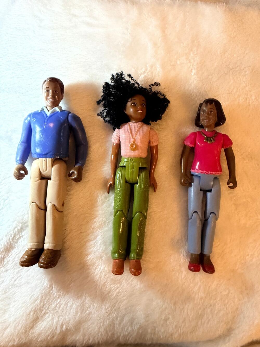 Fisher Price Loving Family African American Dollhouse Figures Mom Dad Child Toys